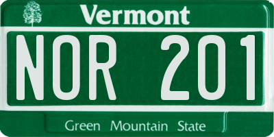 VT license plate NOR201