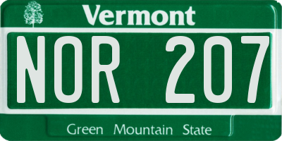 VT license plate NOR207