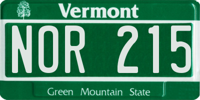 VT license plate NOR215