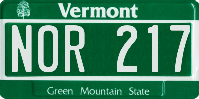 VT license plate NOR217
