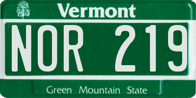 VT license plate NOR219