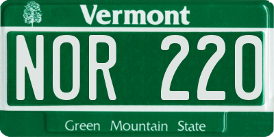 VT license plate NOR220