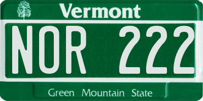 VT license plate NOR222