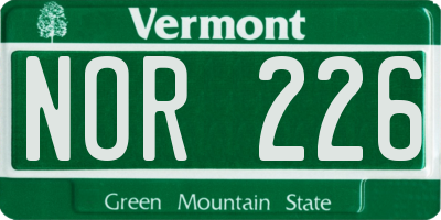 VT license plate NOR226