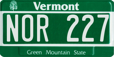 VT license plate NOR227
