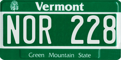 VT license plate NOR228