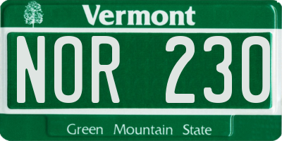 VT license plate NOR230