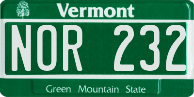 VT license plate NOR232