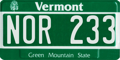 VT license plate NOR233