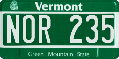 VT license plate NOR235