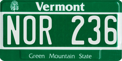 VT license plate NOR236
