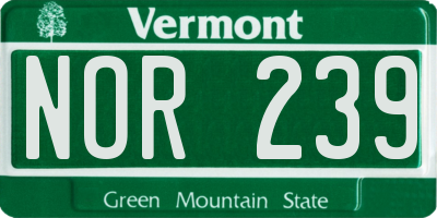 VT license plate NOR239