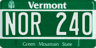 VT license plate NOR240