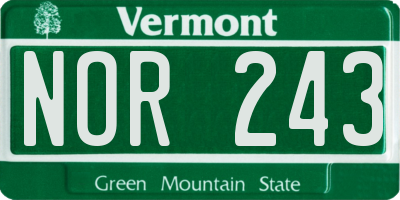 VT license plate NOR243