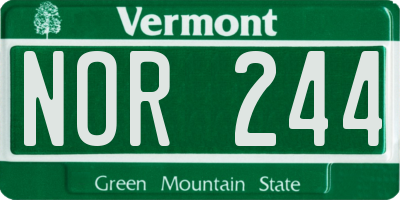 VT license plate NOR244