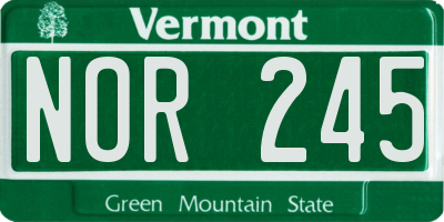VT license plate NOR245