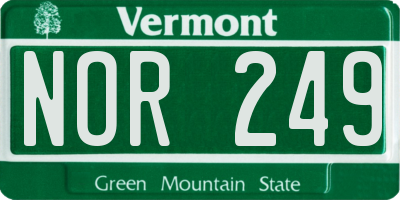 VT license plate NOR249