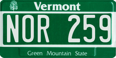 VT license plate NOR259
