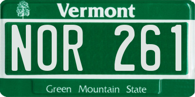 VT license plate NOR261