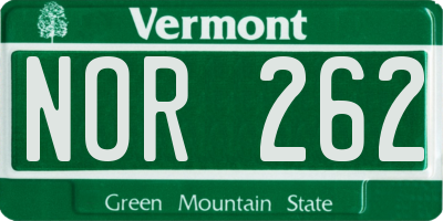 VT license plate NOR262