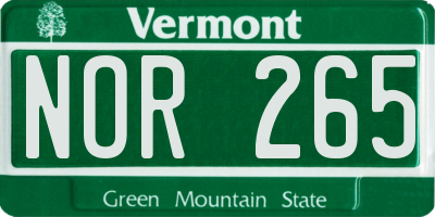 VT license plate NOR265