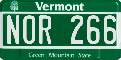 VT license plate NOR266
