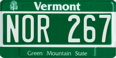 VT license plate NOR267