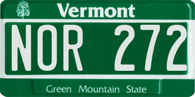 VT license plate NOR272