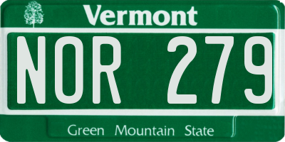 VT license plate NOR279