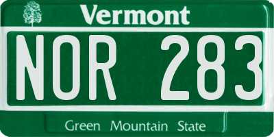 VT license plate NOR283