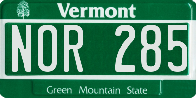 VT license plate NOR285
