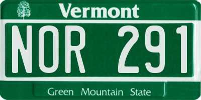 VT license plate NOR291