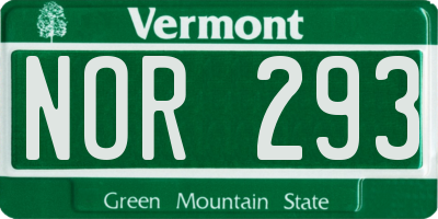 VT license plate NOR293