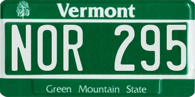 VT license plate NOR295