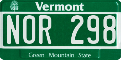 VT license plate NOR298