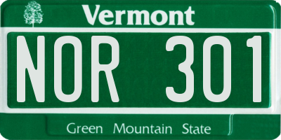 VT license plate NOR301