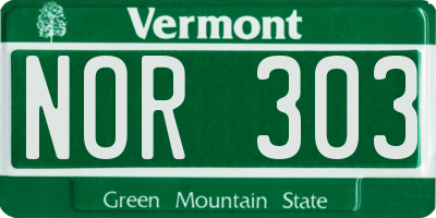 VT license plate NOR303