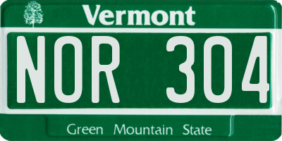 VT license plate NOR304