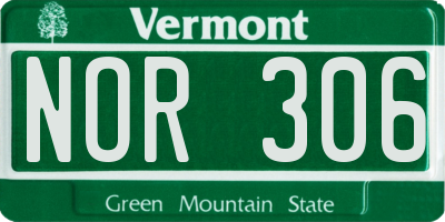 VT license plate NOR306