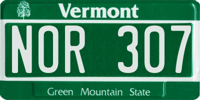 VT license plate NOR307