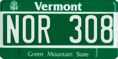 VT license plate NOR308