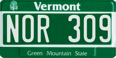VT license plate NOR309