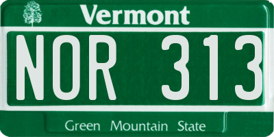 VT license plate NOR313