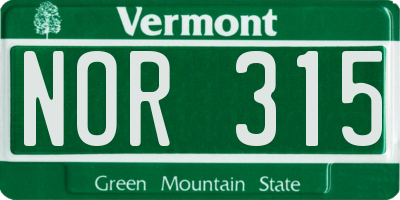 VT license plate NOR315