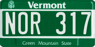 VT license plate NOR317