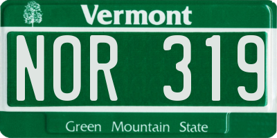 VT license plate NOR319