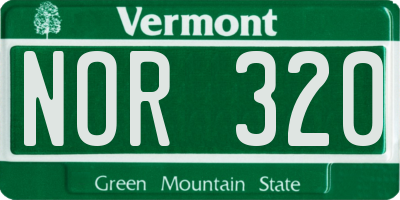 VT license plate NOR320