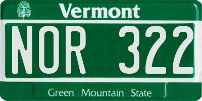 VT license plate NOR322