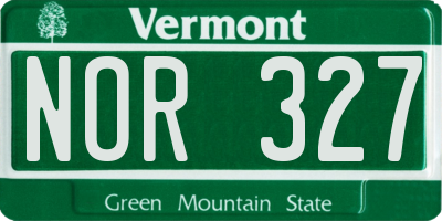 VT license plate NOR327