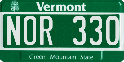 VT license plate NOR330